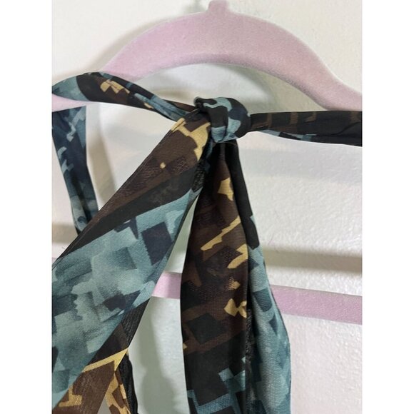 Lane Bryant Sun Dress 28 Brown Halter Maxi Babydoll Y2K Mosaic Patchwork Boho - Picture 12 of 16